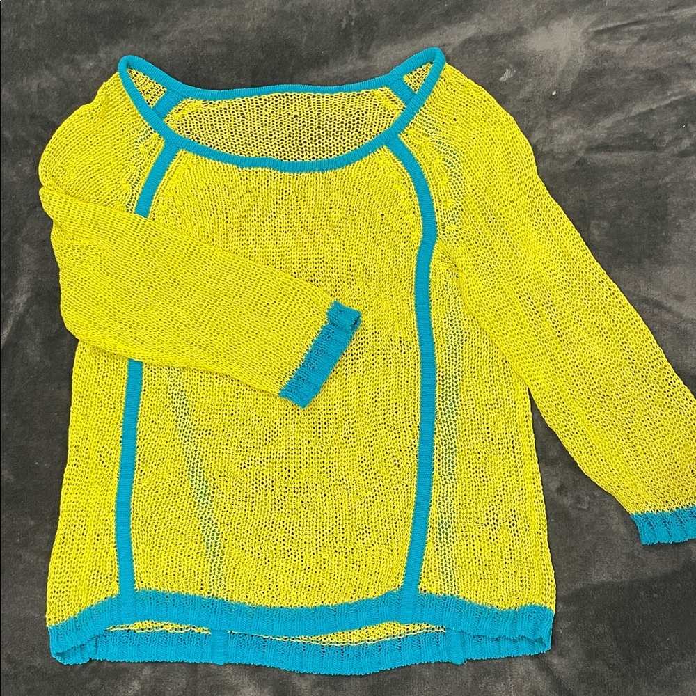 Trouve Yellow and Blue Women's Sweater